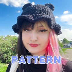 Bucket Bear Hat PATTERN (with pictures)-Easy Crochet pattern-Crochet bucket hatCrochet hat pattern PNG-Adult sizes