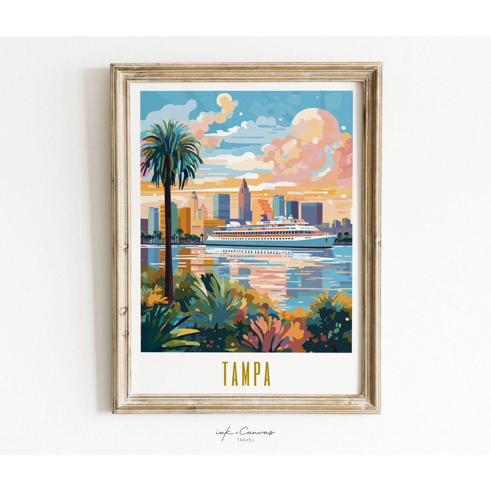 Tampa Florida Print  US Cities Print Tampa Florida Home Decor Tampa Bay Maximalist Art Print Vibrant Colorful Wall Art  Unframed Poster.jpg