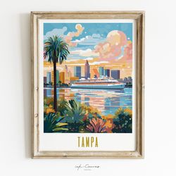 Tampa Florida Print  US Cities Print Tampa Florida Home Decor Tampa Bay Maximalist Art Print Vibrant Colorful Wall Art
