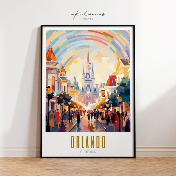 Orlando Florida Print  US Cities Print Orlando Travel Poster Skyline Print Maximalist Art Print Vibrant Colorful Wall Art  Unframed Poster.jpg