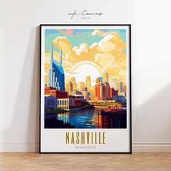 Nashville Print  Modern Travel Poster Artwork of Tennessee Landscape Print Maximalist Art Print Vibrant Colorful Wall Ar