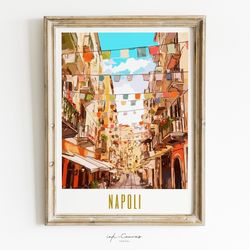 Napoli Travel Poster Naples Italy Poster Maximalist Decor Mid Century Modern Wall Art Naples Print Landscape Prints Ecle