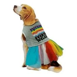 NWT Sz Everyone Welcome Rainbow Pride Dog Costume Tutu Skirt Halloween Dress Up