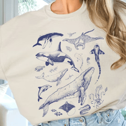 Underwater Sea Animal Vintage Crewneck Sweatshirt | Gift For Marine Biologist/ocean/sealife/nature Lover | Humpback Orca