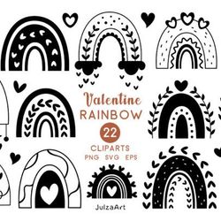 black valentines rainbow clipart