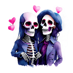 skeleton couple celebrating valentines day png
