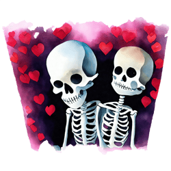 skeletons embracing on valentines day png
