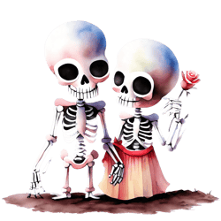 romantic skeleton couple in love png
