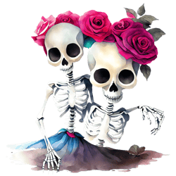 romantic skeletons with roses png