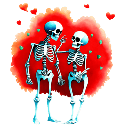 romantic skeleton couple celebrating valentines day png