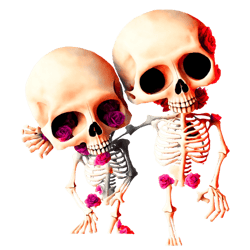 romantic skeletons holding roses png