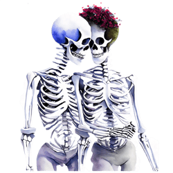 skeletons hugging and kissing on valentine's day png