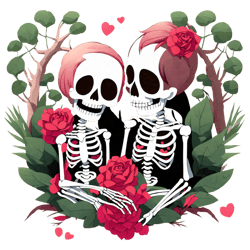 skeleton couple celebrating valentine's day png