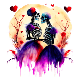 romantic skeleton couple celebrating love png