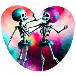 colorful skeletons dancing in heart shape png