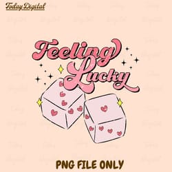 feeling lucky png, valentines day png, retro valentine day, pink dice png, valentines day gift png, sweet valentine, xox