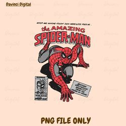 unisex vintage 90s marvel the amazing spider man png, retro spiderman comic png, mcu fans gift, marvel avengers spiderma