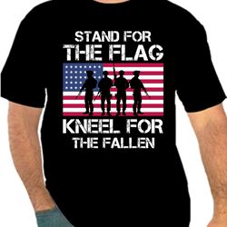 Stand For The Flag USA Kneel For The Fallen National Independence Day Png 300 DPI To Create USA Design Instant Download