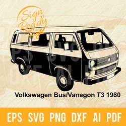 volkswagen bus/vanagon t3 svg - classic car vector clipart svg | muscle car cut ready clip art cricut file dxf, png, eps