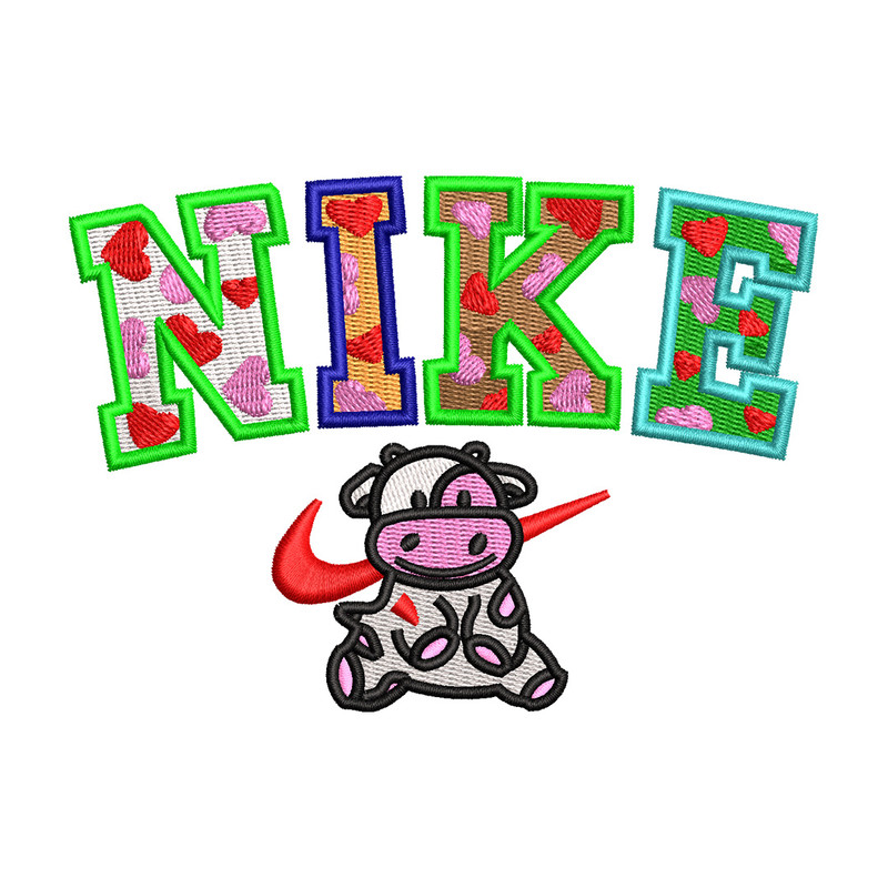 Cow color x nike embroidery design, Cow embroidery, Nike design, Embroidery shirt, Embroidery file, Digital download.jpg