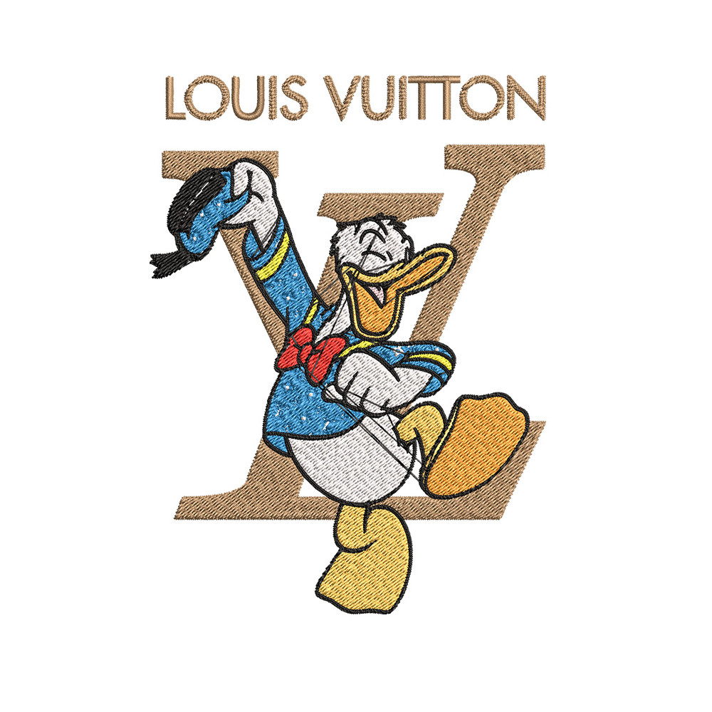 Duck cartoon lv Embroidery Design, LV Embroidery, Brand Embroidery, Embroidery File, Logo shirt, Digital download.jpg