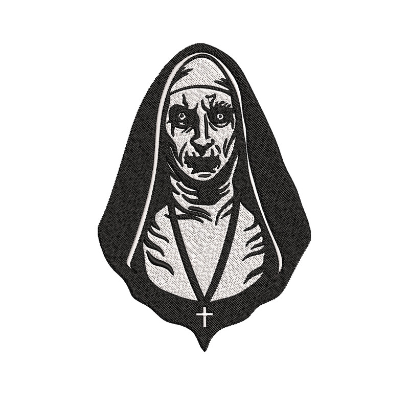 The Nun Embroidery design, The Nun logo Embroidery, Horror design, Embroidery File, logo shirt, Digital download..jpg