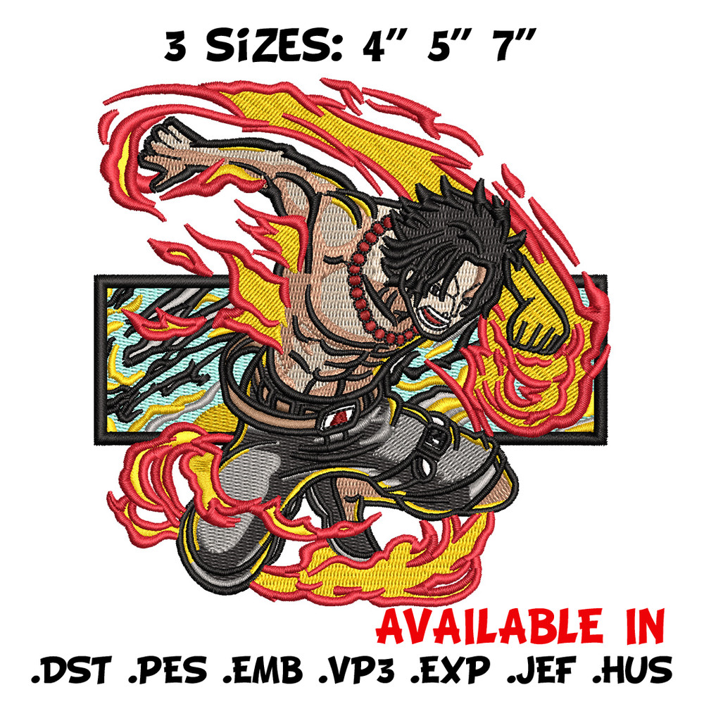 Ace flame embroidery design, One piece embroidery, Anime design, Embroidery shirt, Embroidery file, Digital download.jpg