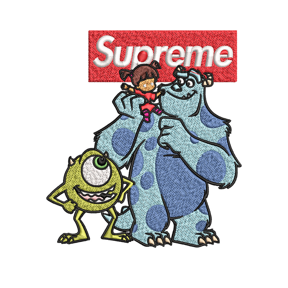 Sulley & Mike Monsters supreme Embroidery design, cartoon Embroidery, cartoon design, Embroidery File, Instant download..jpg