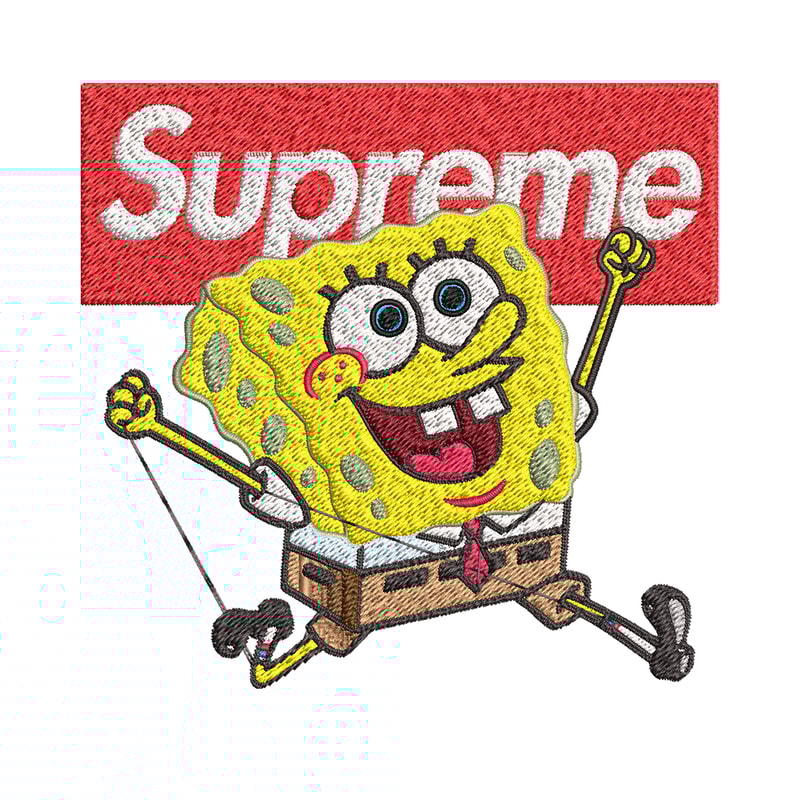 Spongebob Squarepants Supreme Embroidery design, Spongebob Embroidery, cartoon design, Embroidery File, Digital download.jpg