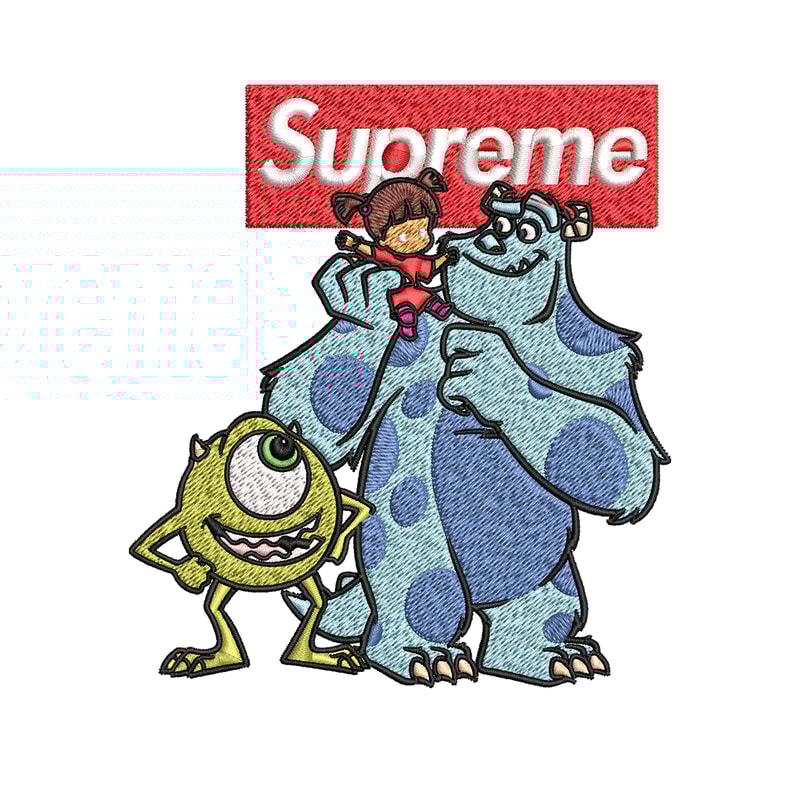 Sulley & Mike Monsters supreme Embroidery design, cartoon Embroidery, cartoon design, Embroidery File, Instant download..jpg