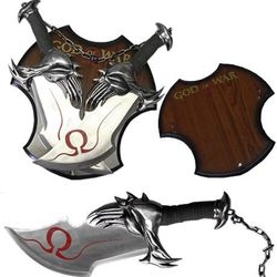 god of war blades of chaos 17" twin blade kratos sword set with plaque god of war blades of chaos metal gift for him