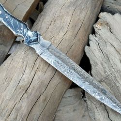 Custom Handmade Hand Forged Damascus Steel Hunting Double Edge Dagger Knife