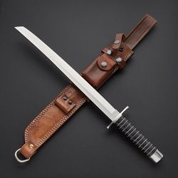 : custom handmade d2 tool steel battle ready hunting sword camping sword/sheath,gift for her,tanto sword,tanto swords