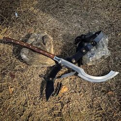 handmade spear sword ancient handled with leather sheath, handmade , functional sharpened 5160 carbon steel blade,gift