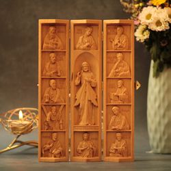 Jesus Christ and the Twelve Apostles, Handmade Prayer Altar, Catholic Home Altar, Handmade Home Decor, Living Room Decor