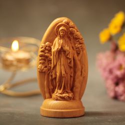 Our Lady of Lourdes- Christ Crucifix Two-Sided Figurine Our Lady of Lourdes & Christ Crucifix Two-Sided Desktop Figurine