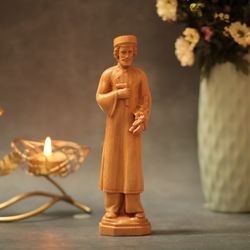 The statue of Saint Joseph adorned in traditional Vietnamese attire Unique Gift Wood Decor Gift for Him Gifts for Dad Fa