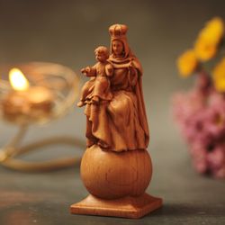 Our Lady of Peace Wooden Statue Holding Baby Jesus Sculpture, Religious Catholic Statue,Best Family Gift,Mother's Day Gi
