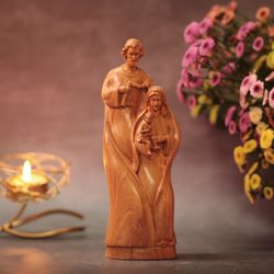 Holy Family Statue Christian Orthodox Icon Handcrafted Wood Catholic Religious Statue Figurine Home Altar Jesus Handmade