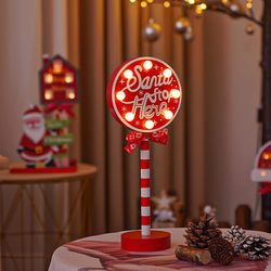 Cosme Christopher Christmas Decorations LED Lighted Christmas Light Board For Home Santa Stop Here First Sign Farm house