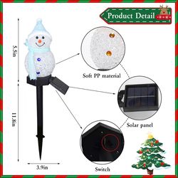 Cosme Christopher 2 Pack Solar Snowman Christmas Lights, Outdoor Snowman Lights with Stake Solar Landscape Pathway Chris