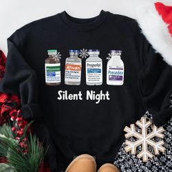 silent night christmas sweatshirt, christmas icu nurse sweatshirt, dream team sweatshirt, anesthesiologist crna sweatshi