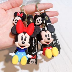 Anime Disney Keychain Cartoon Mickey Mouse Minnie Cute Doll Kawaii Keyring Mickey Keychain Ornament Key Chain