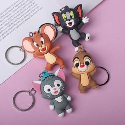 Cute 3D Cat Mouse Keychain Cartoon Key Accessories Animal Resin Doll Bag Pendant Stylish Men Women Jewelry Boutique Gift