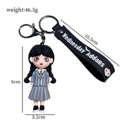 Horror Wednesday Addams Silicone Keychain Toy Thing Hand Home Decor Keychain Doll Schoolbag Pendant Halloween Toy Costum