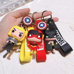 Disney Cartoon Marvel Anime Hulk Pendant Keychain Holder Thanos Car Keyring Groot Mobile Phone Bag Hanging Jewelry Kids