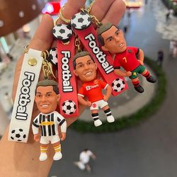 Football Star Ronaldo Figure Keychain Jewelry Bag Pendent Keyring Collection Doll Car Ornaments Key Accessories Souvenir
