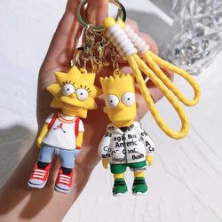 The Simpsons Keychain Cartoon Anime Figure Key Ring Phone Hanging Pendant Kawaii Holder Car Key Chain Birthday Christmas