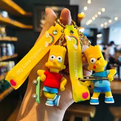 The Simpsons Keychains Cartoon Anime Figure Pendant Kawaii Holder Car Bag Key Chain Key Ring Phone Hanging Jewelry Birth
