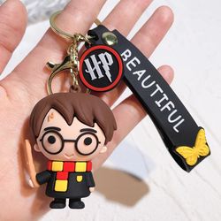Cartoon Harri Cute Magician PVC Key Chain Bag Pendant Doll Potter Ron Weasley Pendant Couple Car Key Chain for Kid Birth